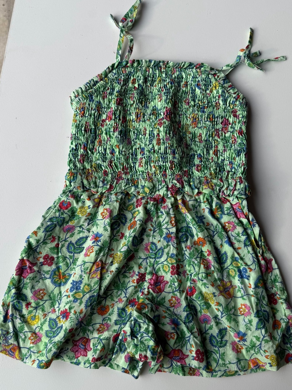 Polo by Ralph Lauren Green Floral Smocked Romper